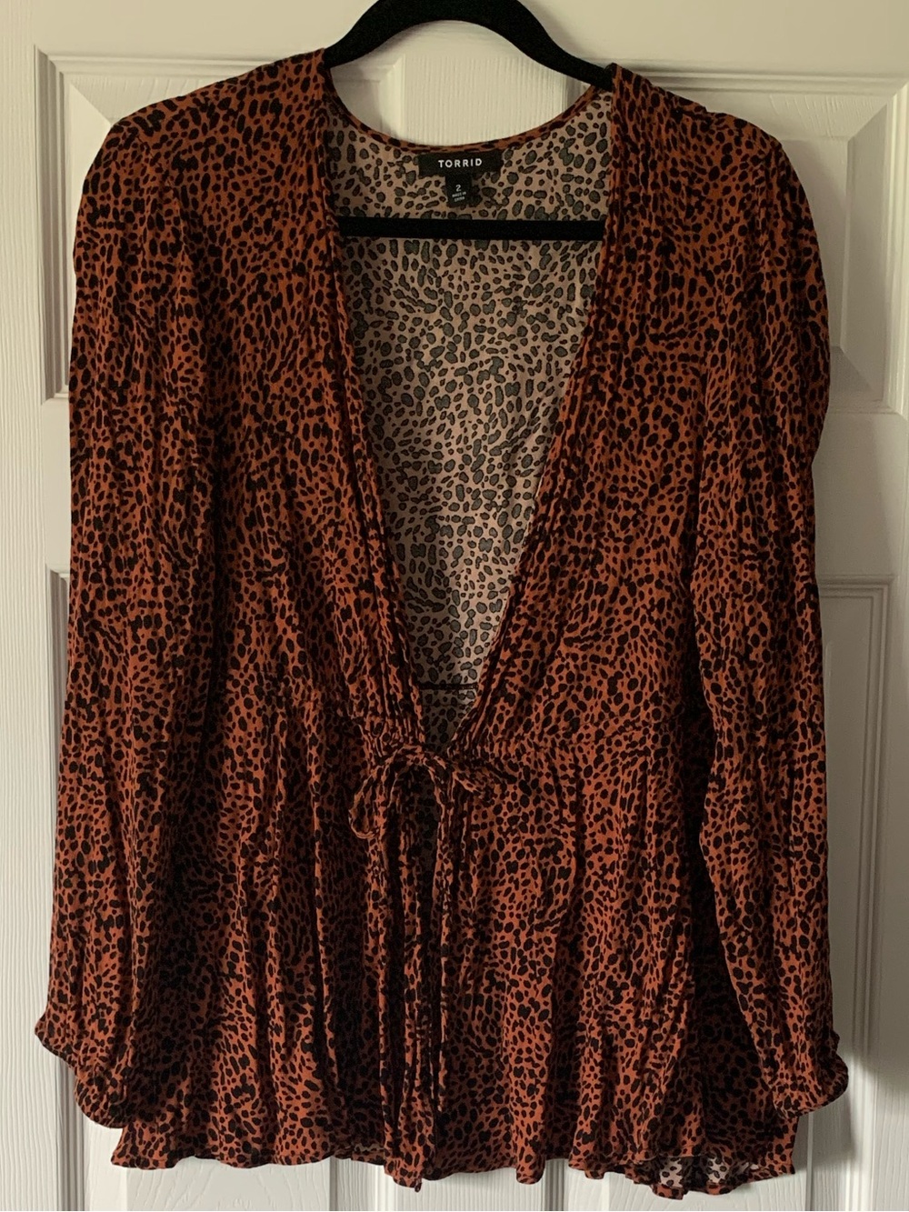 torrid Rust Leopard Tie-Front Peplum Blouse